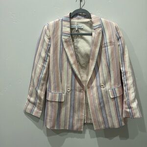 Rebecca Minkoff | Grace Pastel Stripe Linen Blend Blazer 4